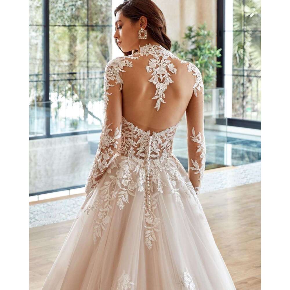 Bohemian Wedding Dresses with Jacket Appliques Lace Sweep Train Custom Made Sexy Sweetheart Long Sleeve A Line Boho Bridal Gowns
