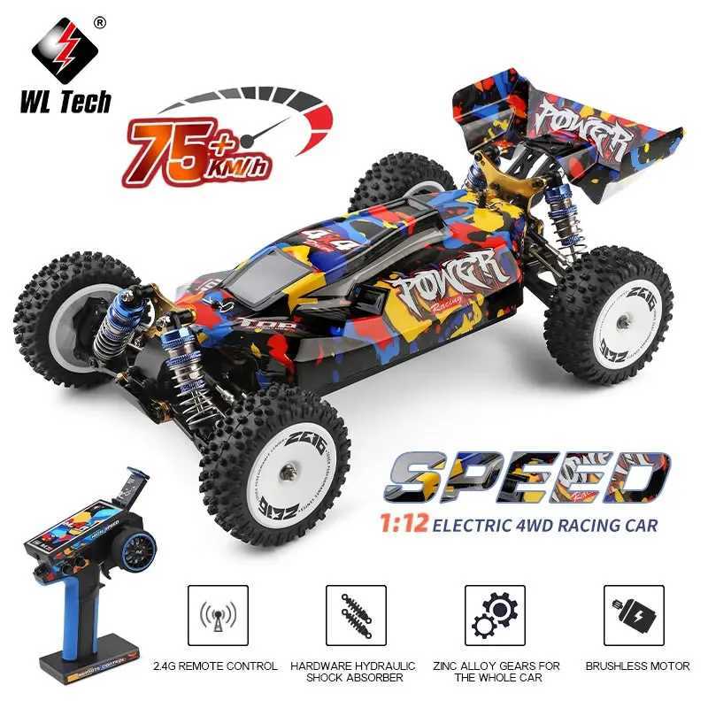 Free shipping WLtoys WL 124007 V8 1 12 4WD 75KM/H RTR RC Racing Car One Hand Remote Control Brushless Off-Road Drift Toys Adults Boy Kids Gift