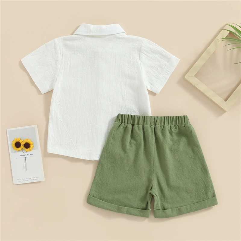 Clothing Sets 2Pcs Toddler Kid Boys Summer Outfits Short Sleeve Button Down Lapel Shirt + Shorts Set Baby Clothes Boys Clothing Suit