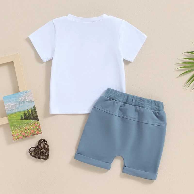 Clothing Sets 2024-01-24 Lioraitiin Baby Boy Outfit O-Neck Short Sleeve Letter Print Tops + Elastic Waist Shorts Summer Set Infant Toddler