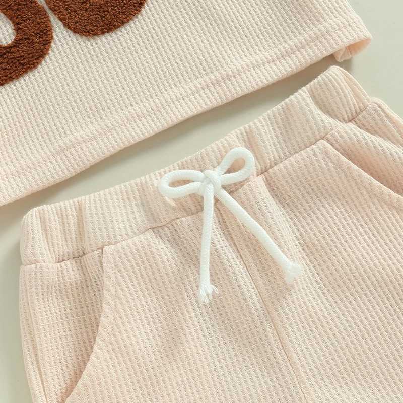 Clothing Sets Summer Baby Boy Clothes Set Short Sleeve Letter Pattern Waffle T-Shirt + Shorts 2Pcs/Sets Toddler Casual Clothes Kids Tracksuits