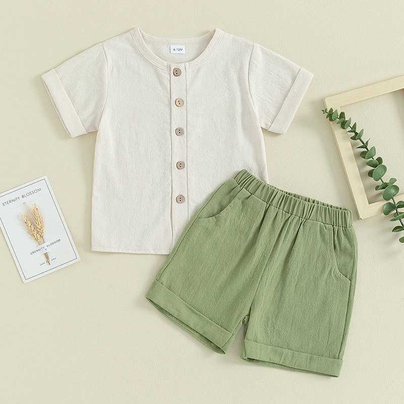 Clothing Sets Summer Children Clothes Sets Summer 2Pcs Baby Boy Shorts Suit Cotton Short-sleeve Top Elastic Shorts Baby Clothing Outfit
