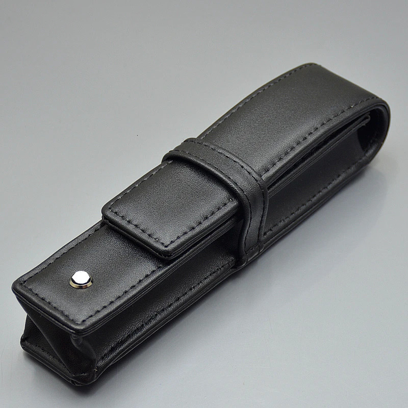 high quality black MB Leather and PU pen bag Business office stationery pencil case for Birthday gift 240711