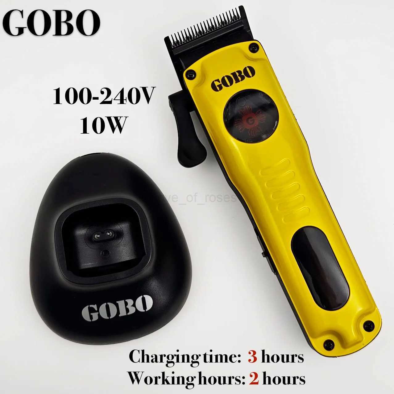 GOBO Professional Electric Hair Clipper 9900RPM Magnetic Motor DLC 2500MAH Trimmer With Charging Base Barber Magnetic combM240715