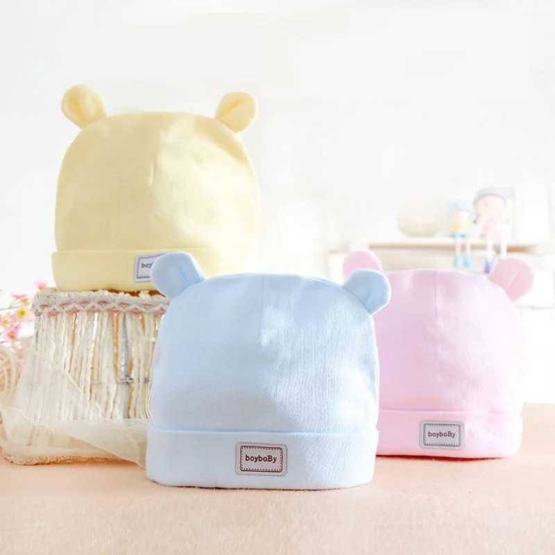 Baby hat Newborn solid color hat childrens rabbit hat childrens soft cotton breathable sweat absorbent for boys and girls baby productsW240715
