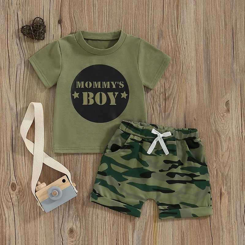 Clothing Sets 2023-12-26 Lioraitiin 3M-5Y Toddler Baby Boy Summer Clothes Mommy Daddy Baby Boy T-shirt Camouflage Short Infant Boy Outfits Set