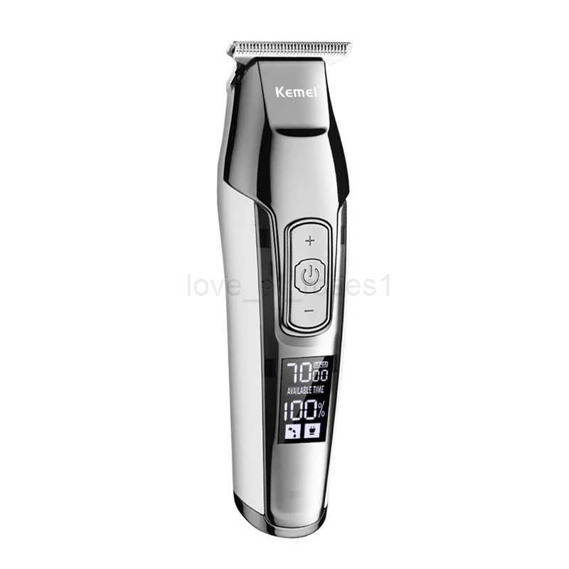 Kemei Professional Hair Clipper Adjustable Speed Carving Clippers Electric Razor Rechargeable Beard Trimmer with LCD DisplayM240715