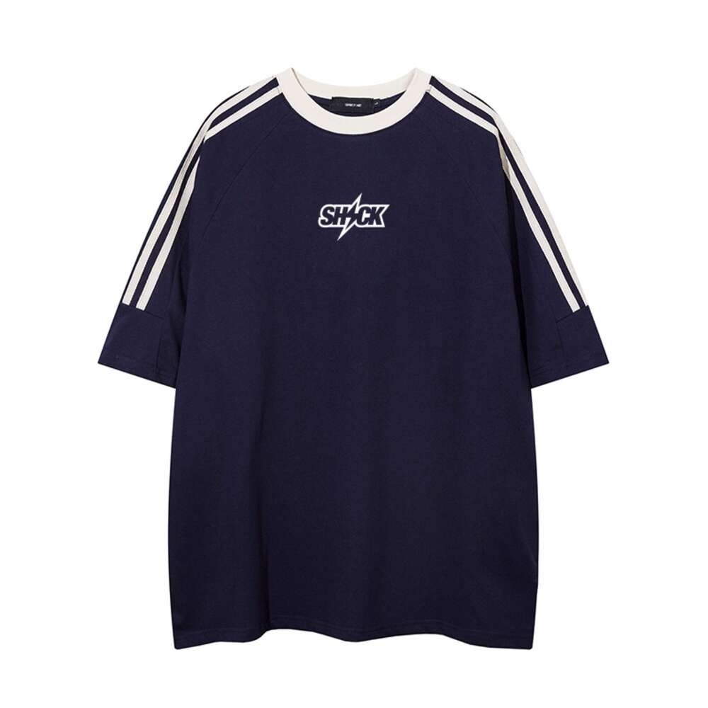 Designer American style three bar pure cotton sports short sleeved T-shirt racing loose top fashionable outdoor sports women's clothing