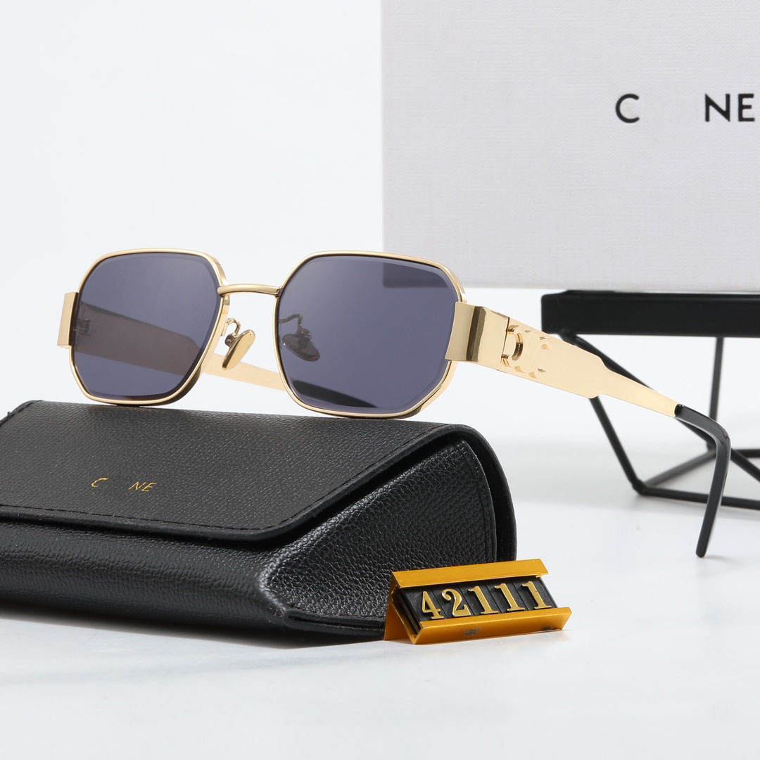 Designer sunglasses women's luxury gold frame sunglasses fashion premium men's handsome retro driving UV protection casual beach sunglasses high quality