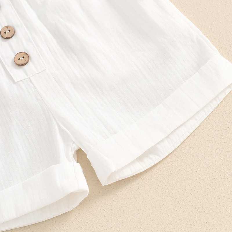 Clothing Sets 2024-04-16 Lioraitiin Kids Boys Shorts Set Single Breasted Round Neck T-shirt Tops Soft Solid Color Shorts Casual Outfits