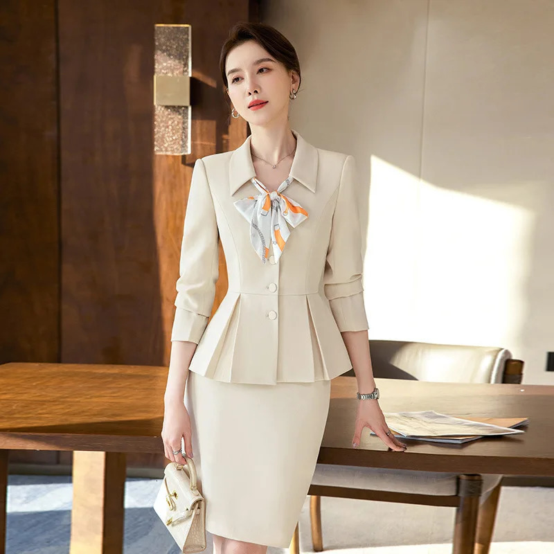 Spring Two Piece Set Women Suits Long Sleeve Blazer And Mini Skirt Elegant High Fashion Chic Lady 2 240704