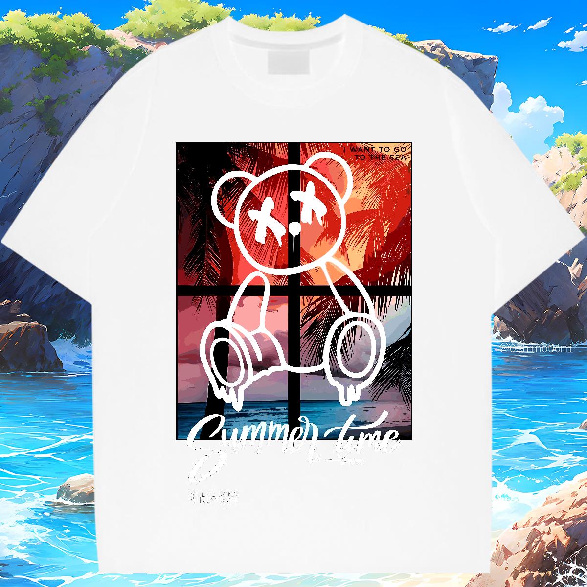 Brand Tshirt for Man Woman Graffiti Art 230g 100% Cotton Breathable Short Sleeve High Street Hip Hop Man T Shirts DIY Anime Wholesale Tee Shirt