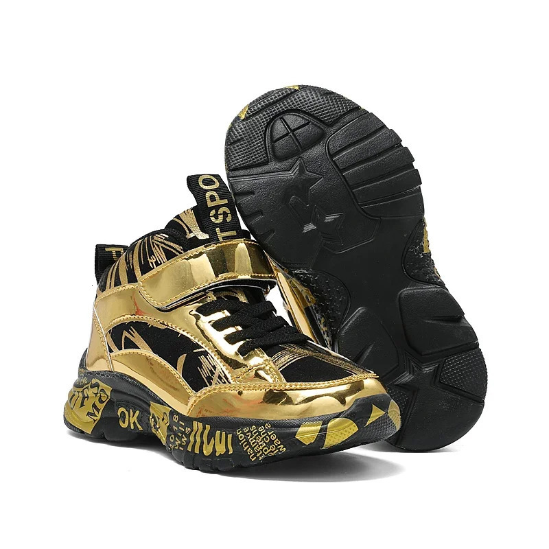 Children Sneakers for Boys Leather Running Sports Shoes Kids Boy Street Casual Shoes Blue Gold Size 28-40 240625CJ