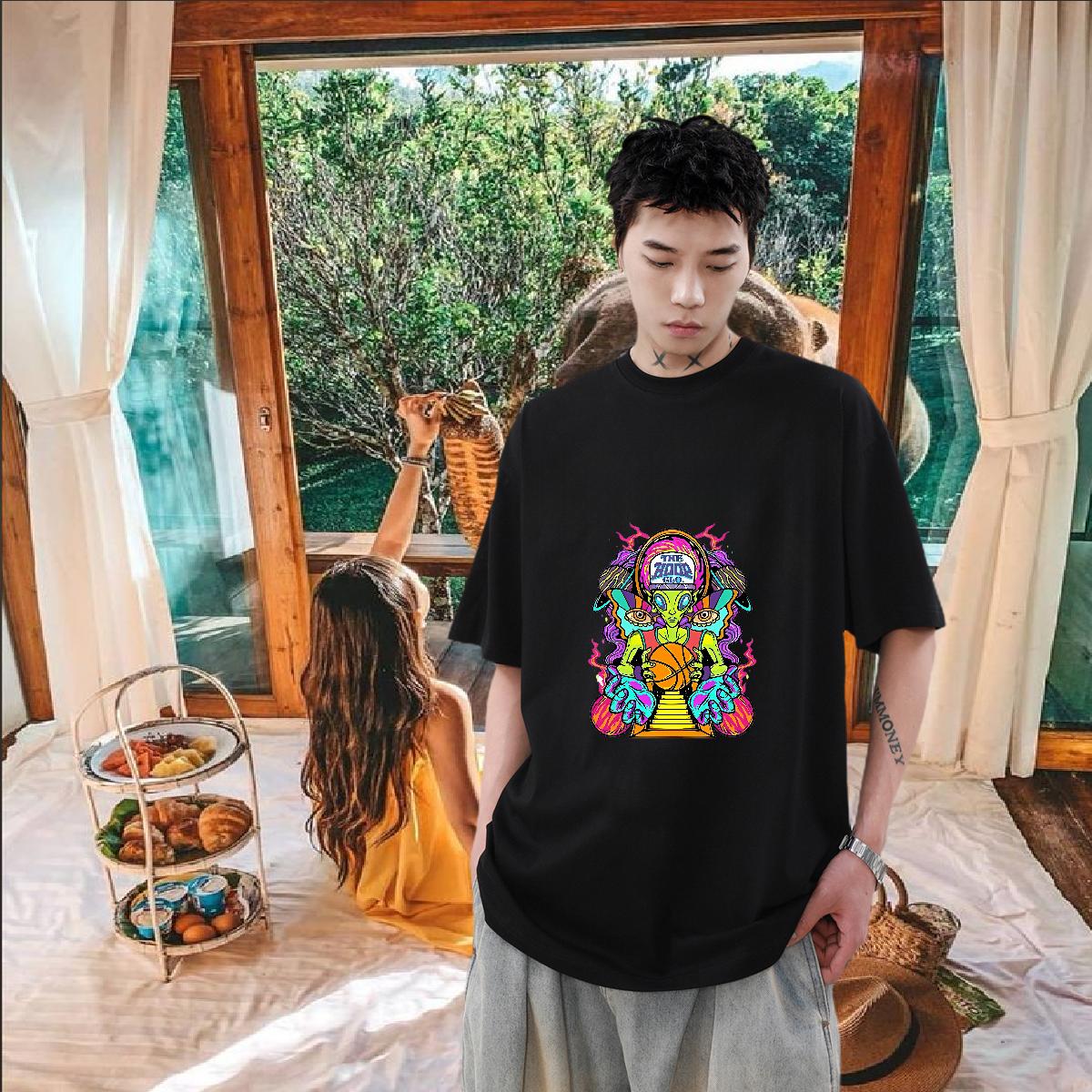 Fashion Design T-Shirts Custom Print Plus Size Men Tees High Street Hip Hop Cotton O Neck Short Sleeves 5A Tops Shirt