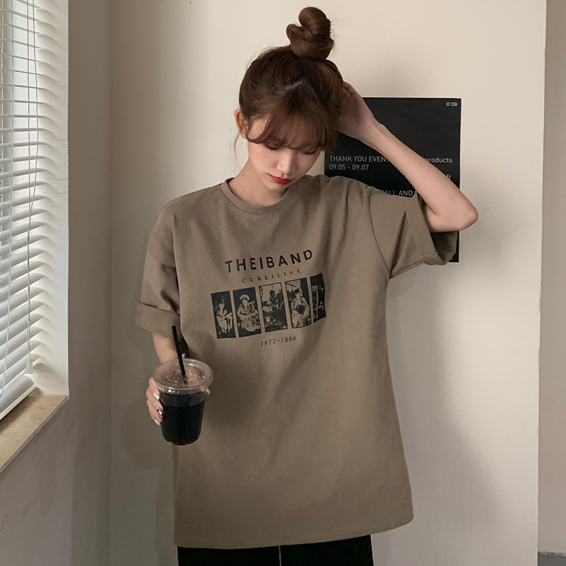 Readystock Oversize cartoon pattern t-shirt women's clothing, curvy girls fashion Korean style loose vintage shirt T112