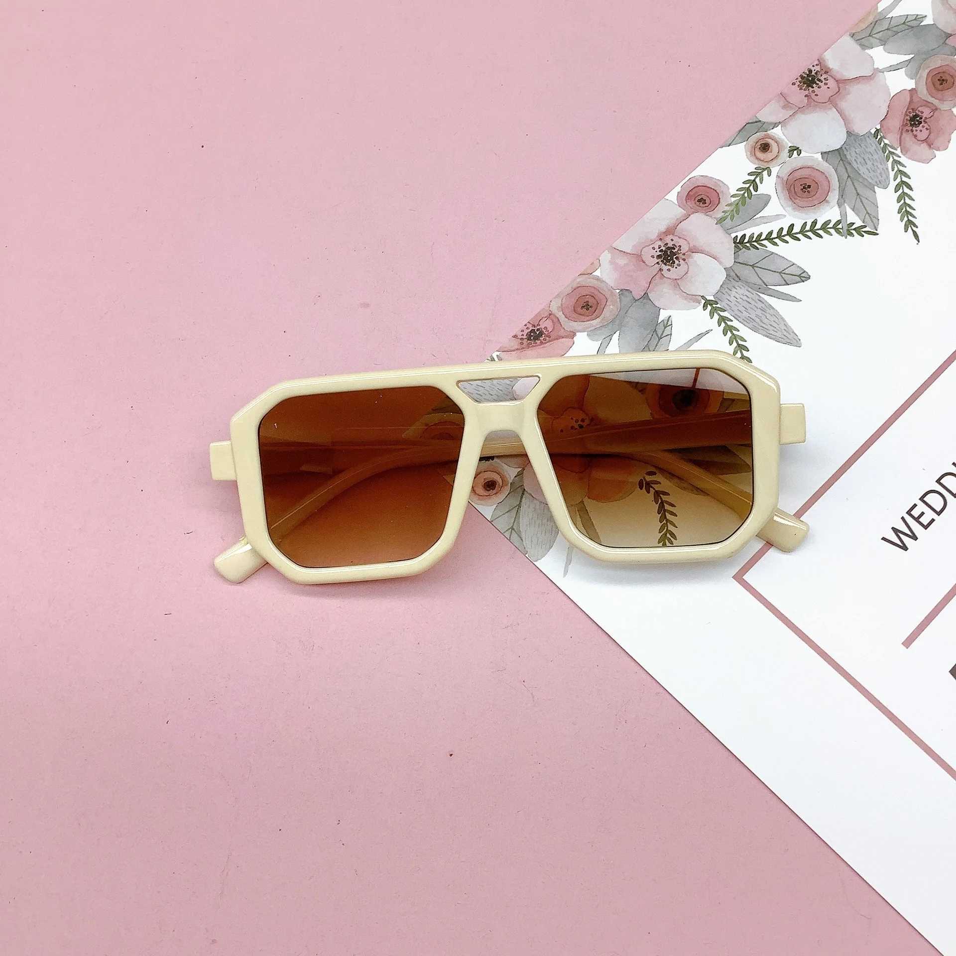 Sunglasses 2023 new childrens double-beam square sunglasses for childrens UV-proof sunglasses for boys and girls