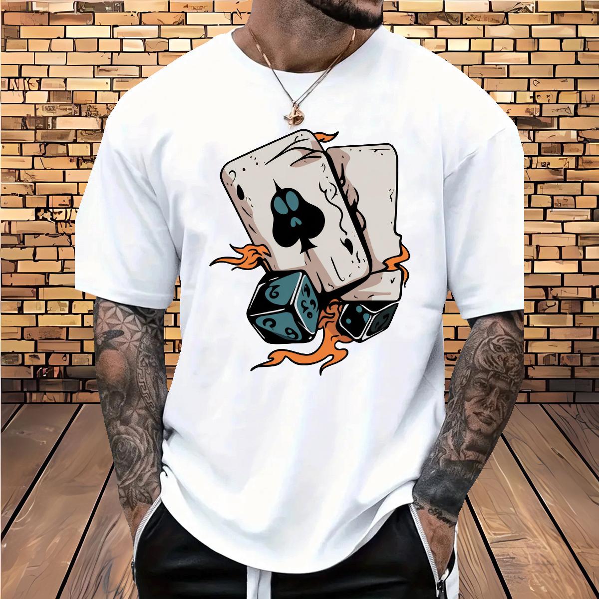 2024 New T shirt Cards 230g 100% Cotton Cartoon Printing S-4XL Men Clothes T-Shirt Sports Casual Cotton O Neck Short Sleeves Cool Design Tee Shirt