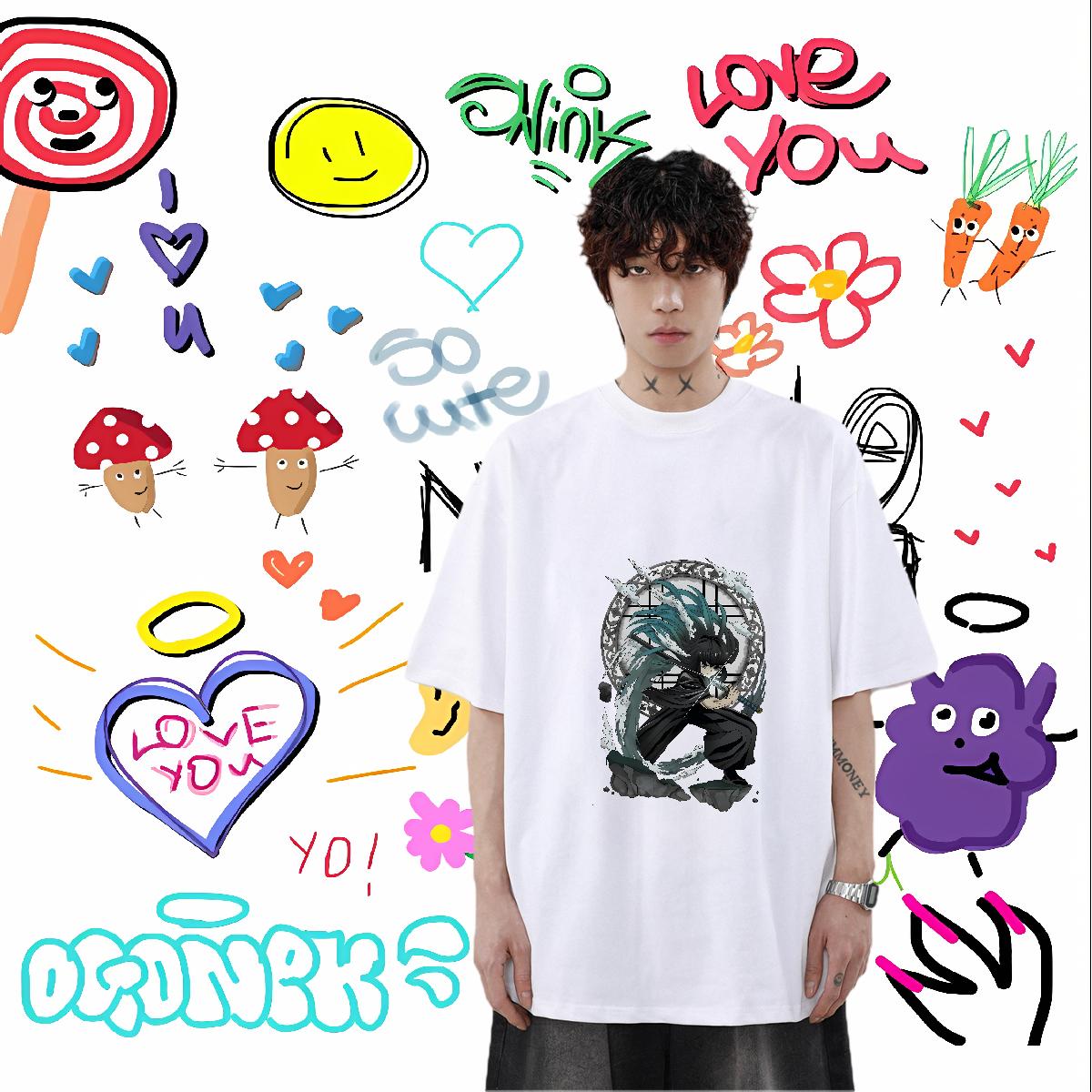 Designer Fashion T shirt DIY Anime Men Tees Hip Hop Short Sleeve Cotton O-Neck High Quality Clothes