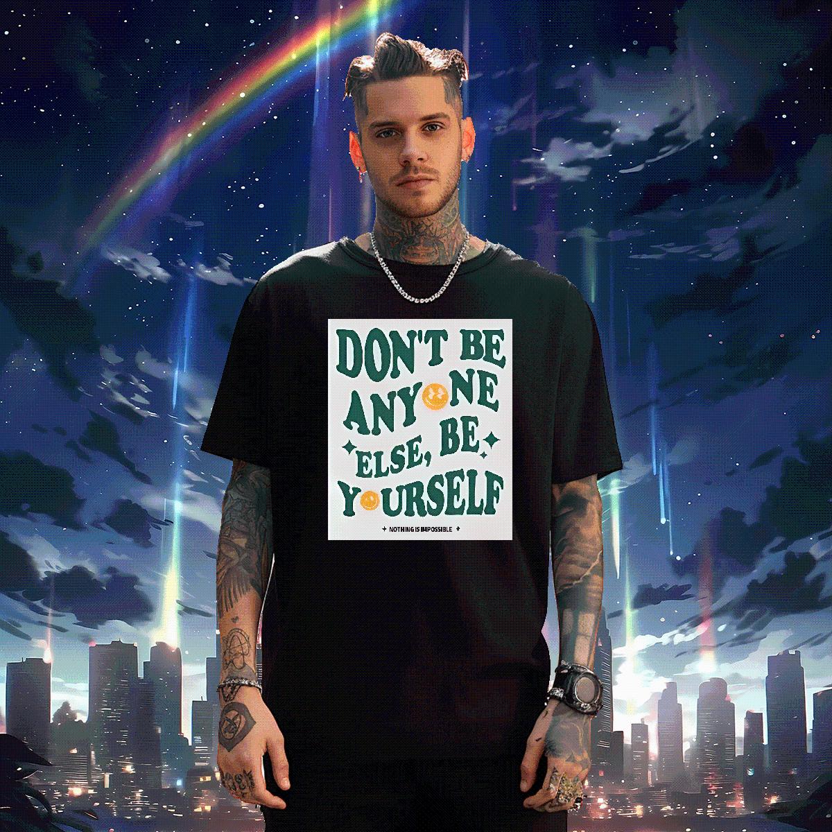 5A Men Tops Tees nothing is impossible 230g 100% Cotton Crew Neck Cotton Breathable Anime Printing Street Mens T Shirts DIY Brand Tees Shirts