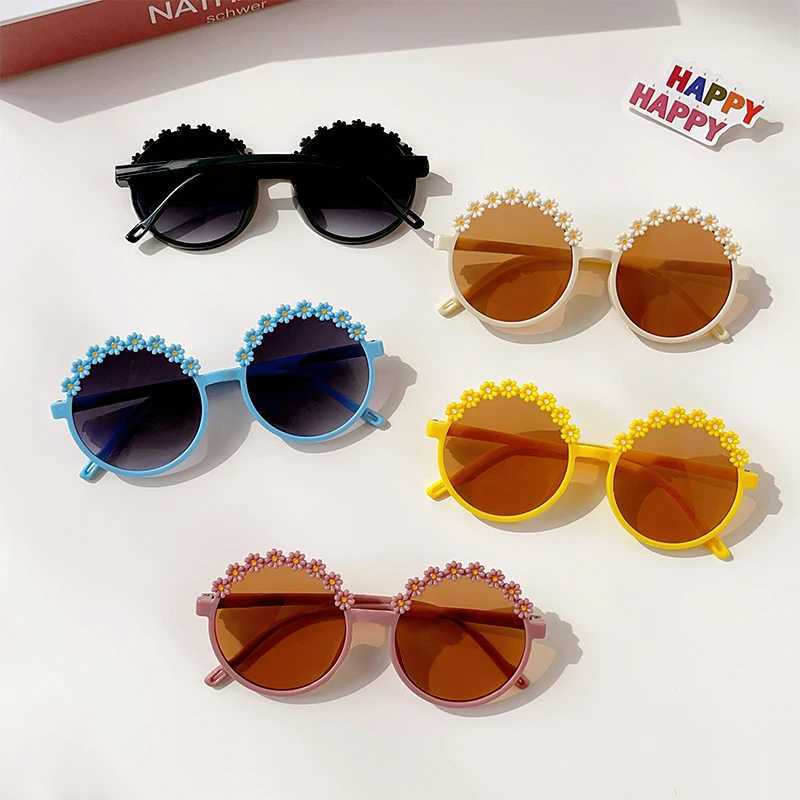 Sunglasses 2023 New Children Cute Acrylic Flower Sunglasses Kids Girls Lovely Outdoor Sun Protection Sunglasses Kid Eye Protection Glasses