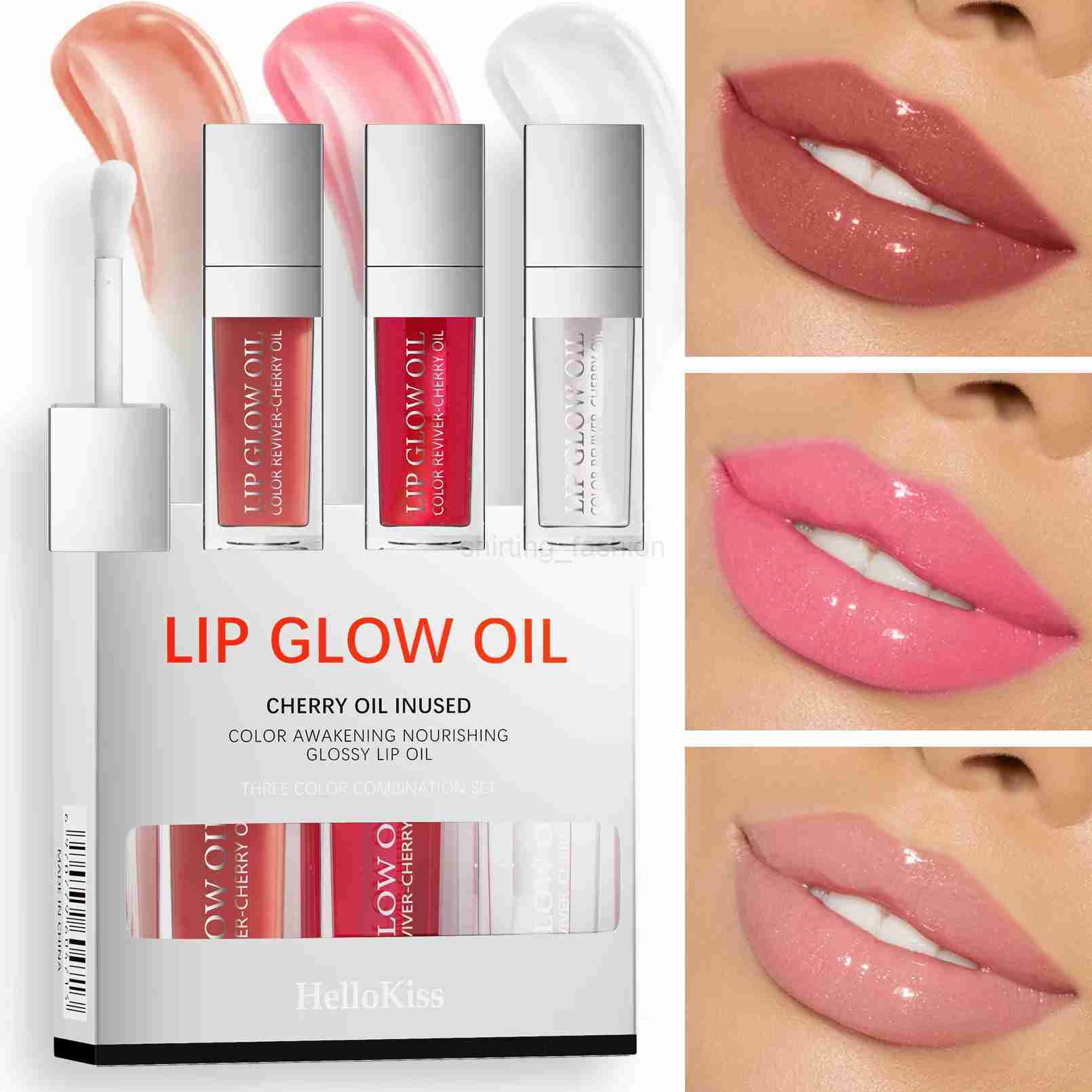 3 piece set of 3 colors lip oil lip gloss soothing chapped glass lip glaze suitable for lip care and dry lipsCL240716