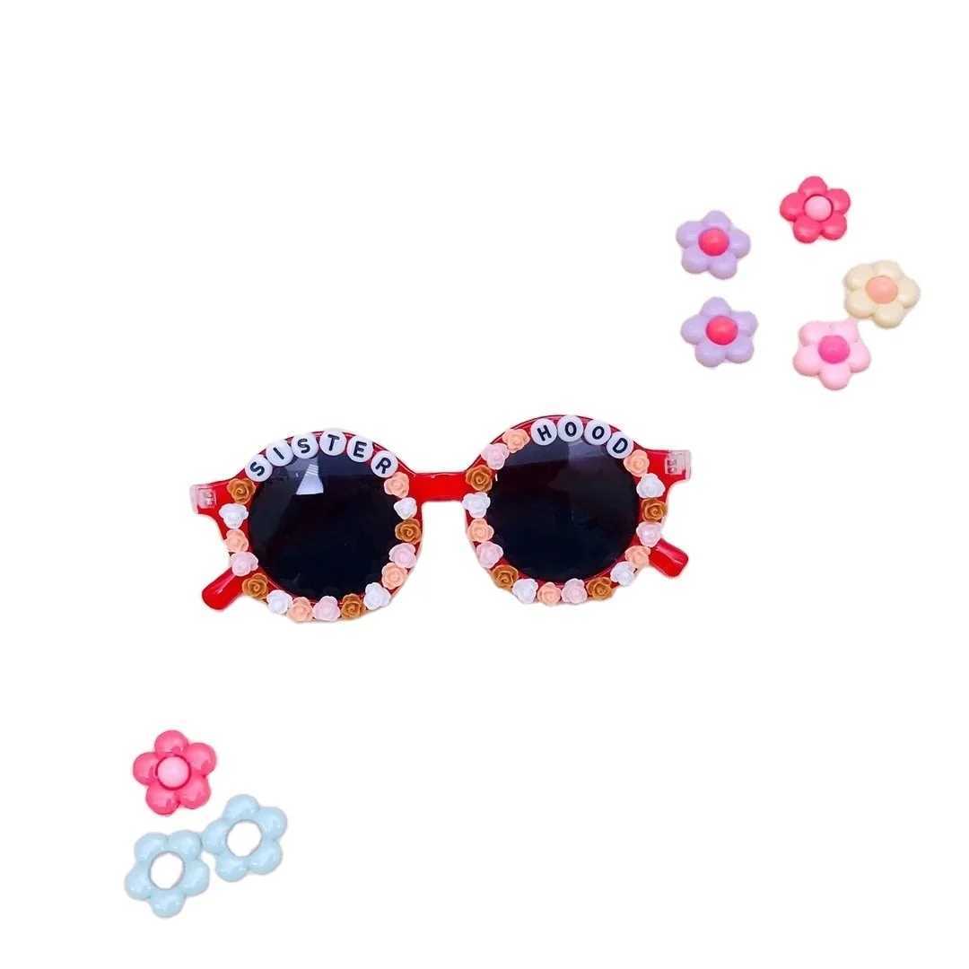 Sunglasses childrens Sunglasses with glued New letter sunglasses and anti ultraviolet personalized Sunglasses