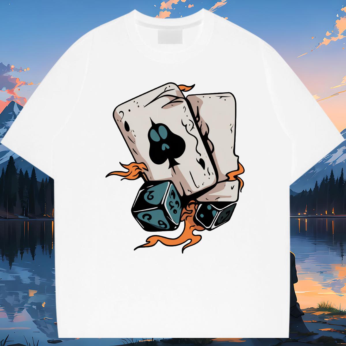 2024 New Man T Shirts Cards 100% Cotton 230g Customized Print Home Outdoor Tshirt for Man Woman Breathable Short Sleeve Unisex