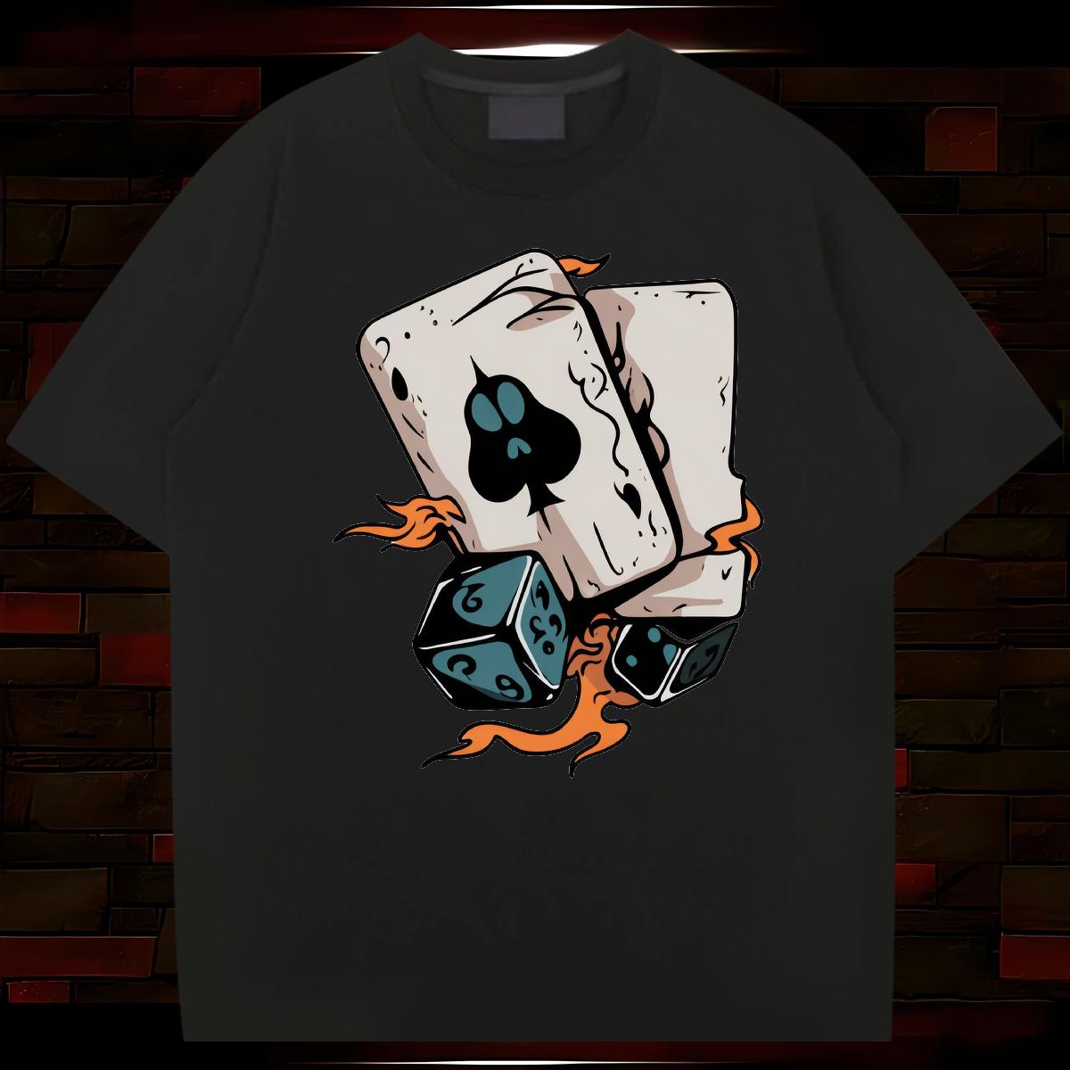 Fashion Casual Men T Shirts Cards 100% Cotton 230g Customized Print Couples T Shirts Beach Cotton Breathable Short Sleeve Classic Tee Shirt