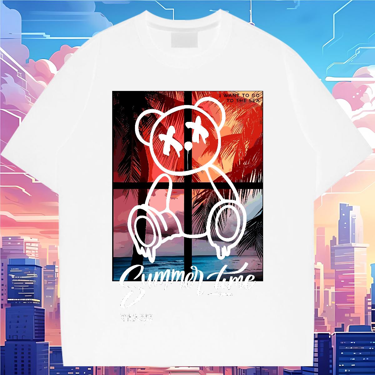 Comfortable Tshirts Graffiti Art 230g Cotton Breathable Short Sleeve Outdoor Man T Shirts DIY Printed Classic Tops Tees