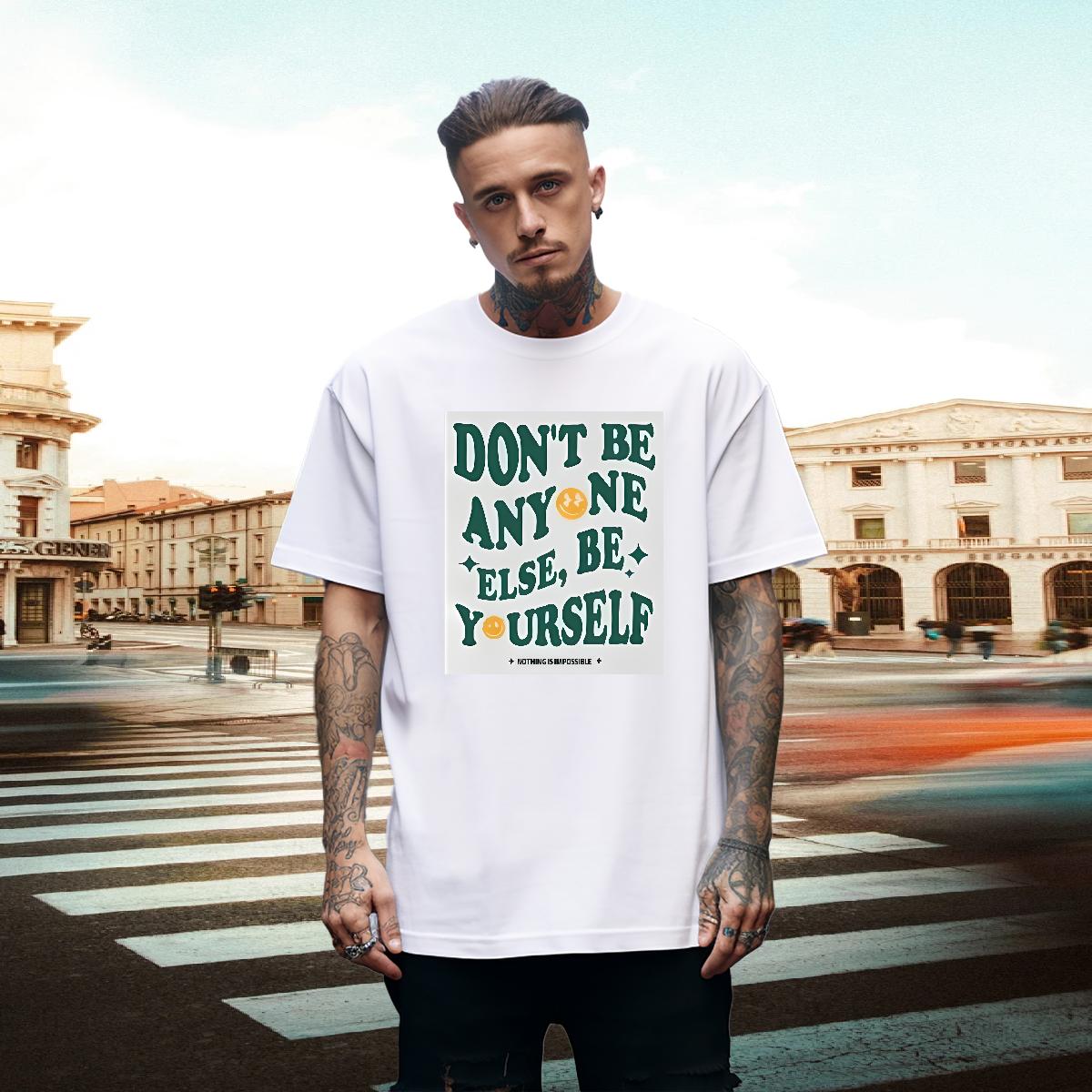 2024 Designer T Shirt For Man don't be any one else 230g Cotton Plus Size Cartoon Men Clothes T-Shirt High Street Hip Hop Cotton Breathable High 