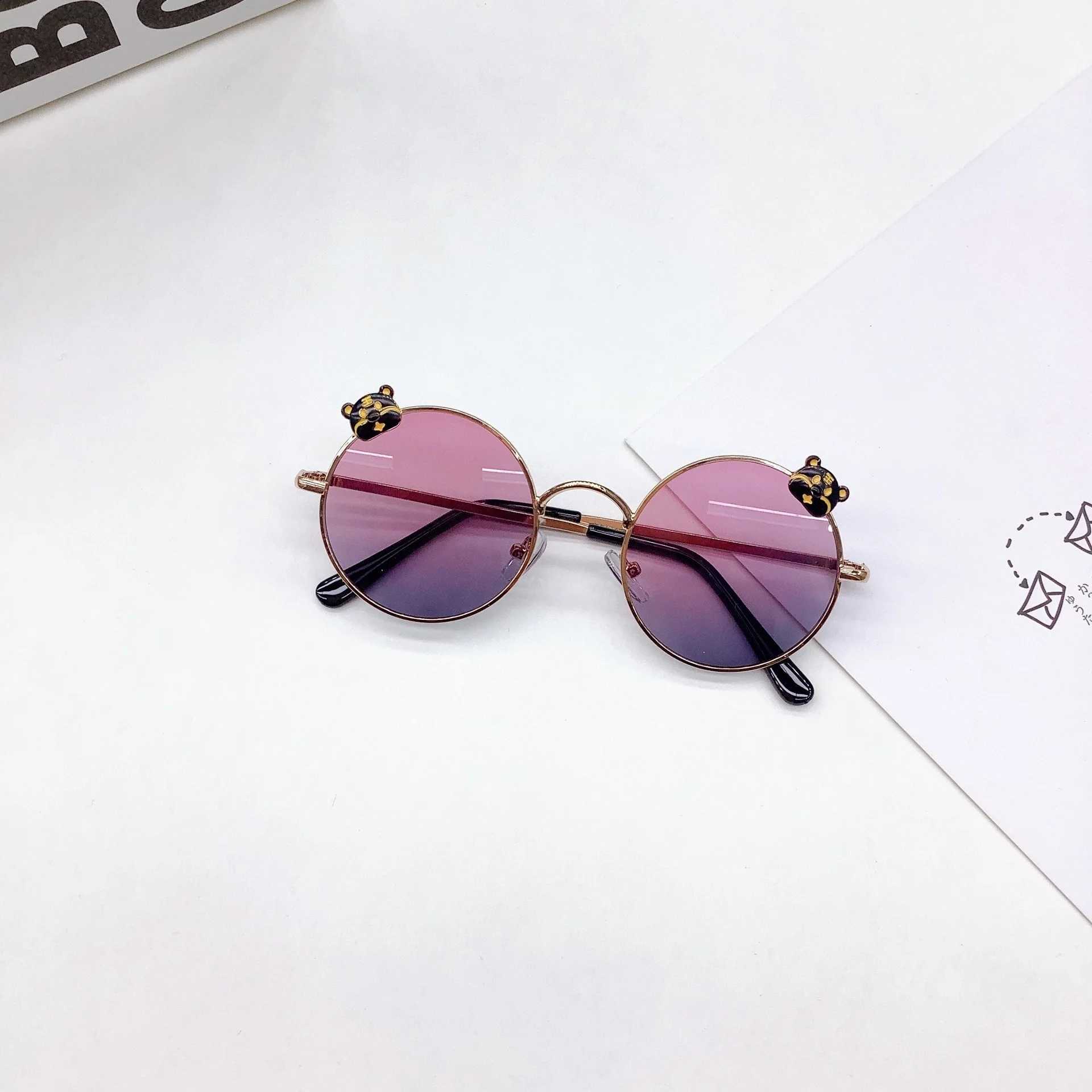 Sunglasses New Childrens Sunglasses for Travel Sunshade Sun Protection Childrens Sunglasses Korean Edition Round Frame Summer UV