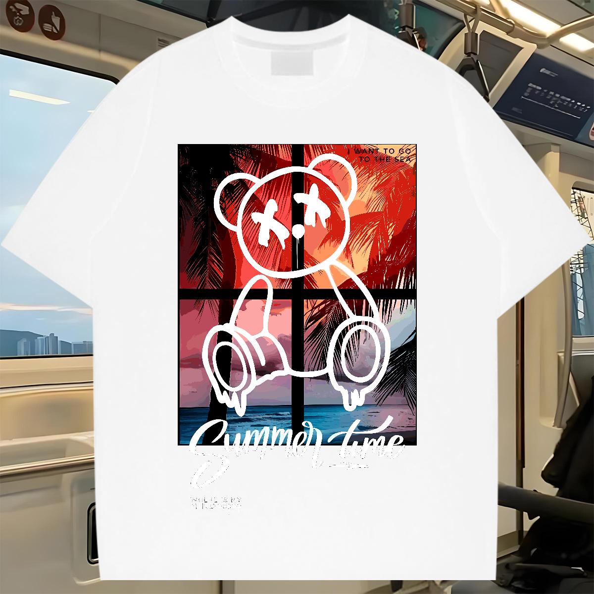 Fashion Designer T Shirt For Man Graffiti Art 230g Cotton Black Oversized Hip Hop Street Men Tops Tees 180g Cotton Comfortable