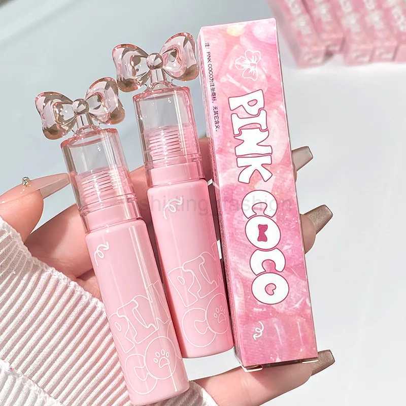 Cute Bow Water Mirror Lip Glaze Peach Pink Lipstick Liquid Moisturizing Non-stick Lip Gloss Makeup Sexy Red Lip Tint MaquillajeCL240716