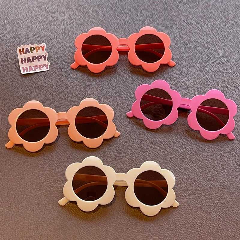 Sunglasses 2023 New Children Cute Colors Acrylic Sun Flower Sunglasses UV400 Baby Girls Outdoor Protection Sunglasses Kids Sun Glasses