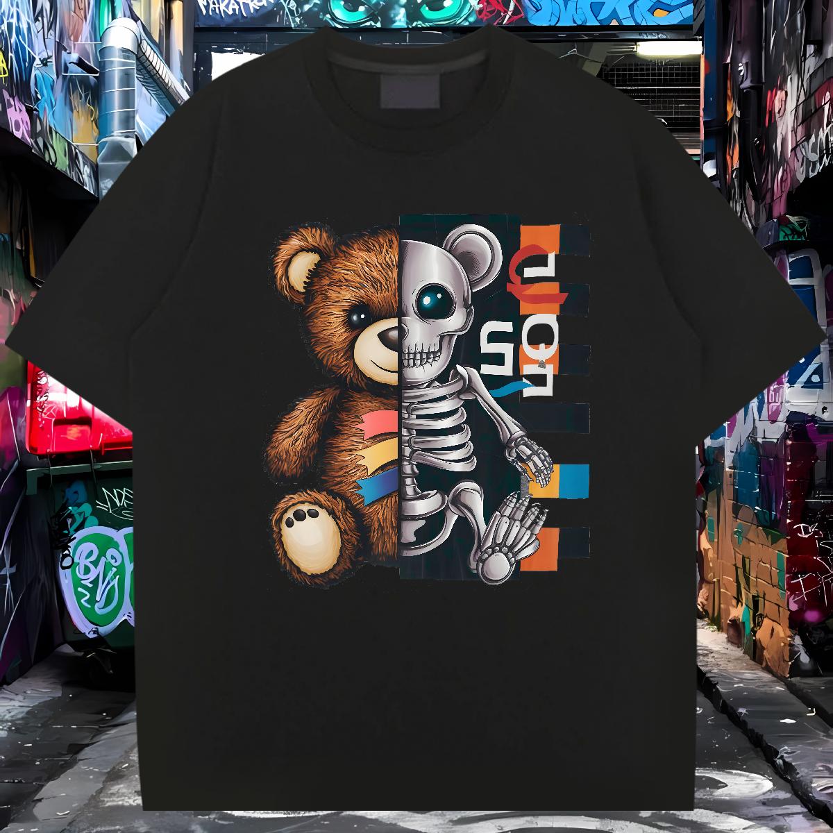 Unisex Men T Shirts bear 230g 100% Cotton Casual Daily Wear Breathable Crew Neck Men Tops Tees Stylist Custom Anime Wear