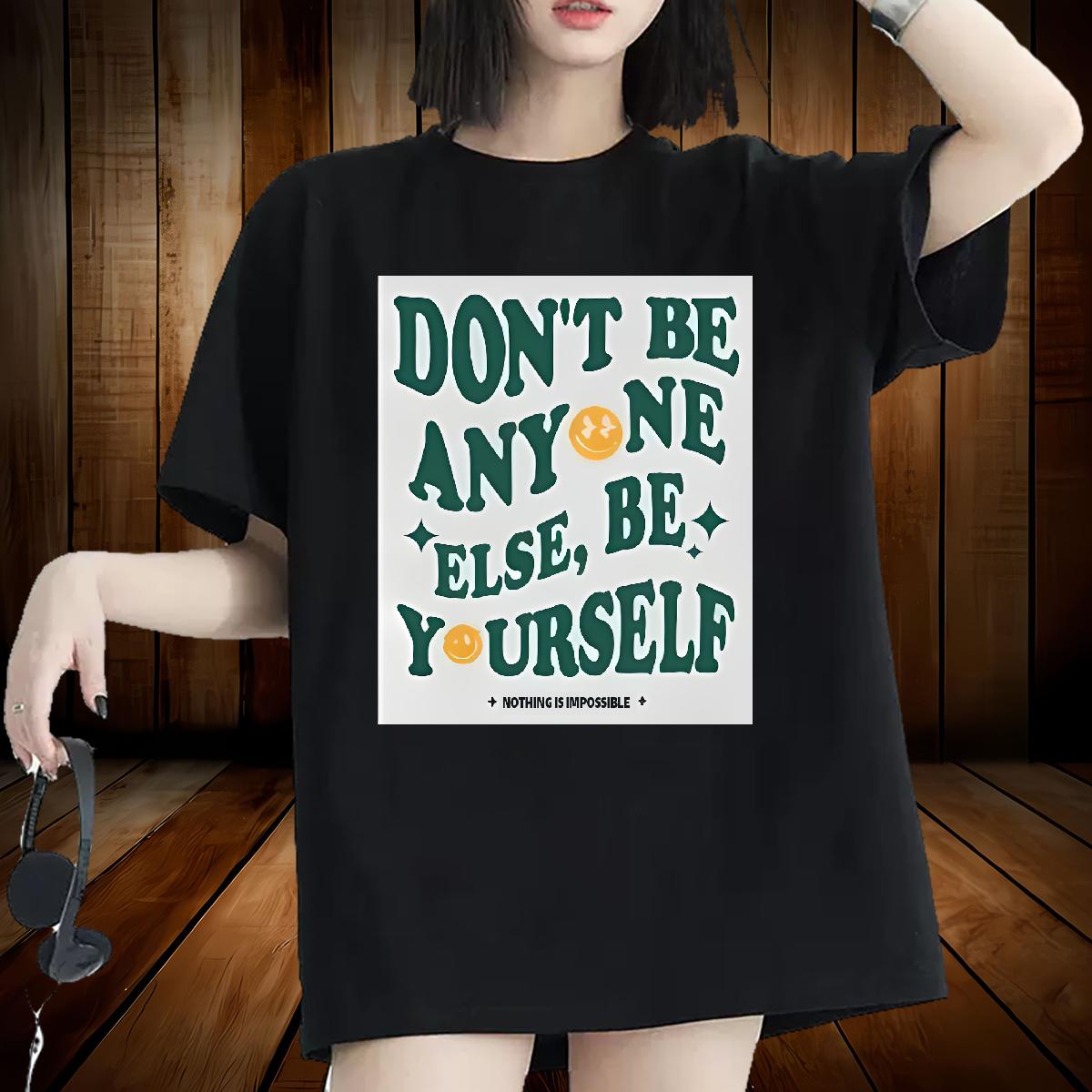 Fashion Woman T Shirts Cotton Comfortable nothing is impossible 230g Cotton Casual Beach Woman Tshirt DIY Logo Soft Clothings