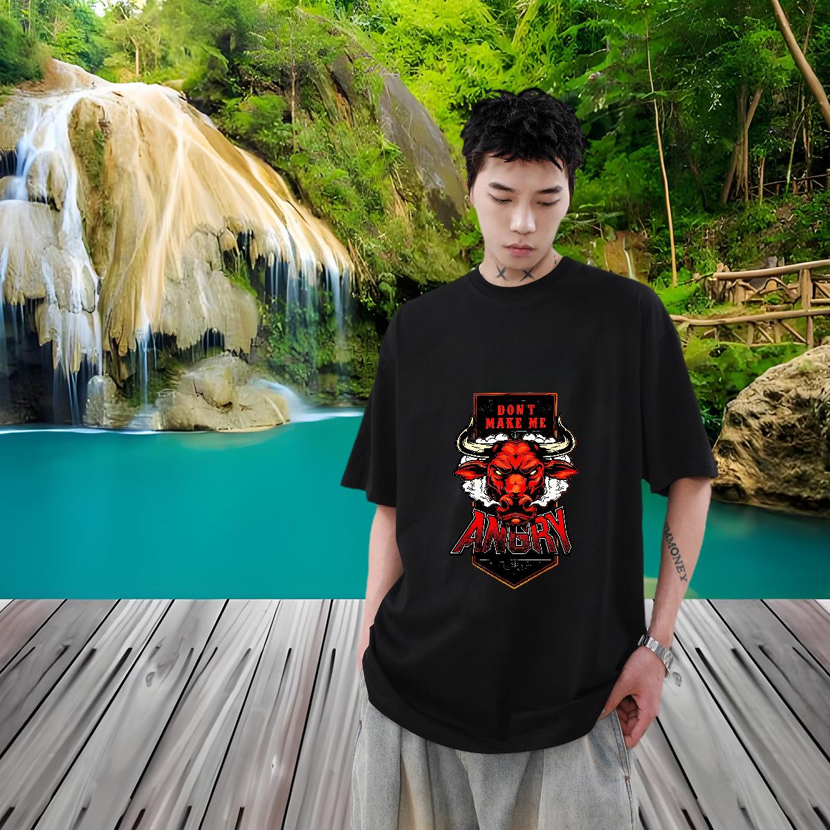 Fashion New Man T Shirts Anime Print Men Tshirts Summer Casual 180g Cotton Loose Tops Shirt