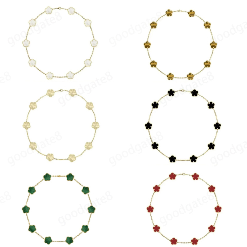 10 flower designer necklaces four leaf clover necklaces women designer jewelry classic gold silver plated diamond pendant necklace designer for women gift go01