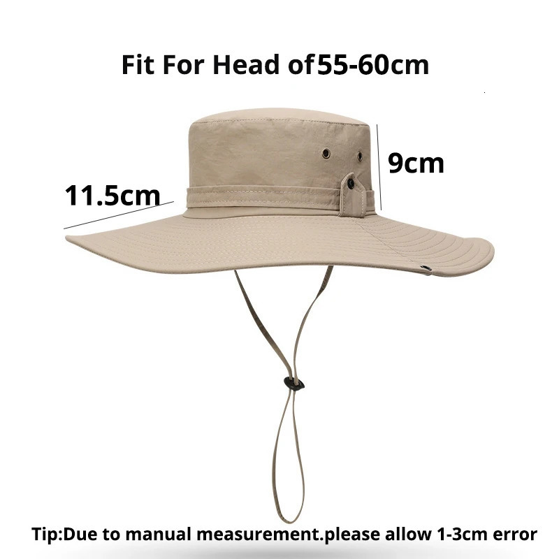 Mens Long Wide Brim Sun Hat Summer UV Protection Fishing Hat Water-resistant Bucket Hat Male Outdoor Breathable Panama Caps 240713