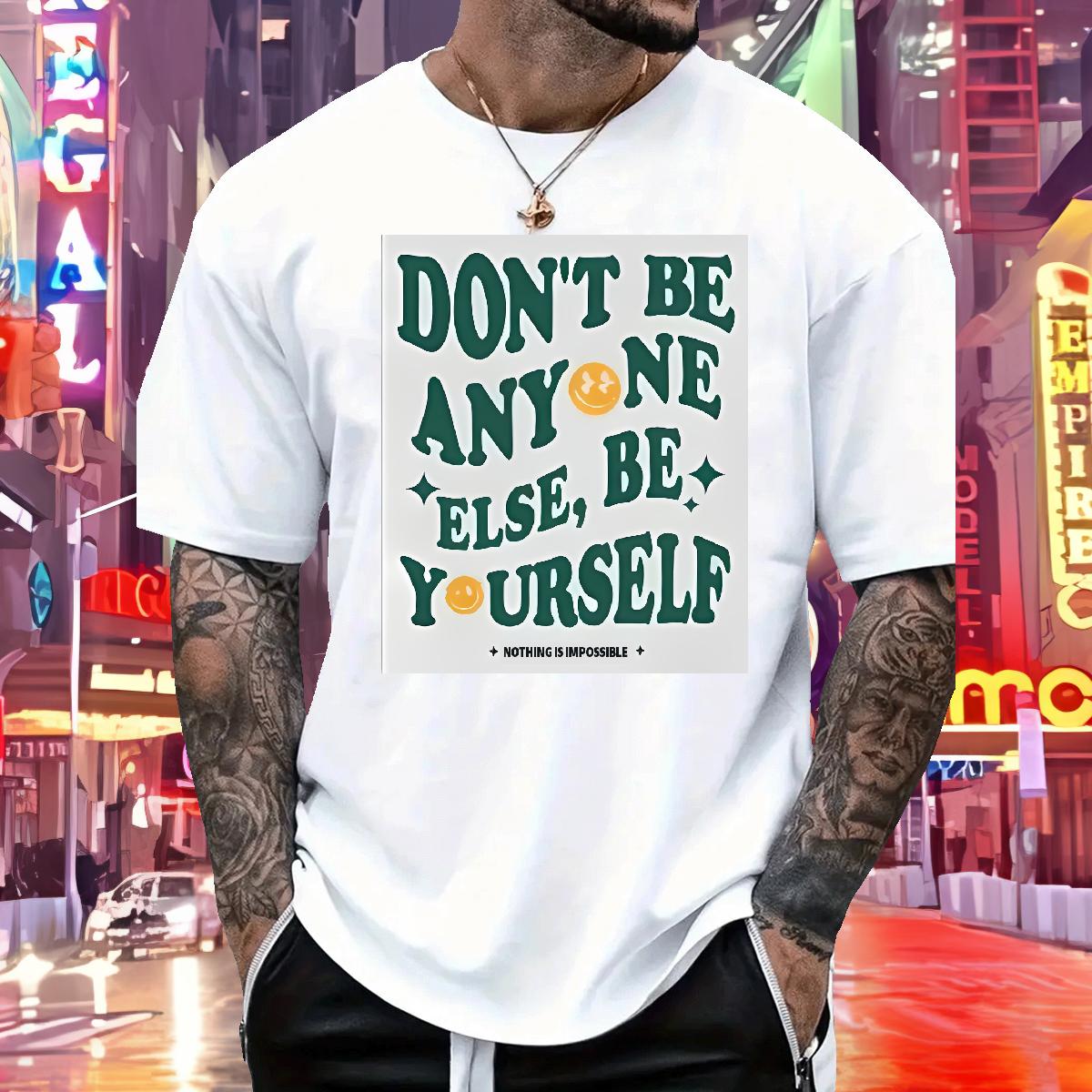 New T-Shirts for Men nothing is impossible 230g Cotton White Plus Size Men Tshirts Sports Casual Breathable Short Sleeve Loose Tops Tees