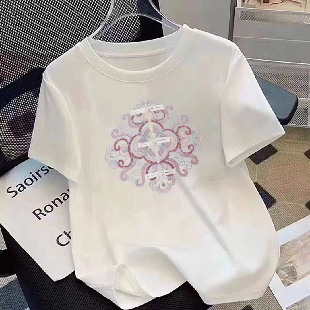 Women's Unique T-shirt 2024 Summer New Print Versatile Slimming Fashion Loose Casual Top