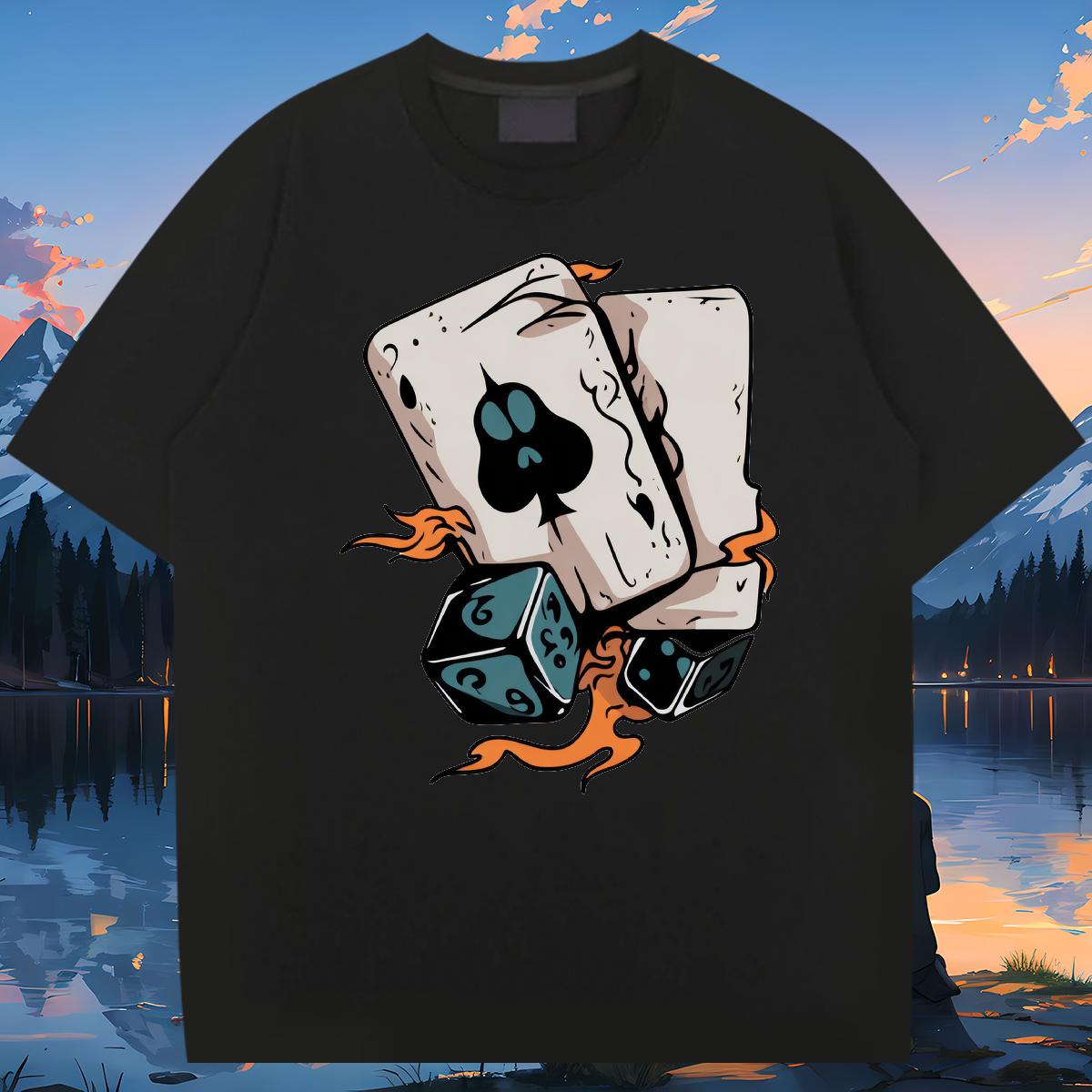 2024 New Man T Shirts Cards 100% Cotton 230g Customized Print Home Outdoor Tshirt for Man Woman Breathable Short Sleeve Unisex