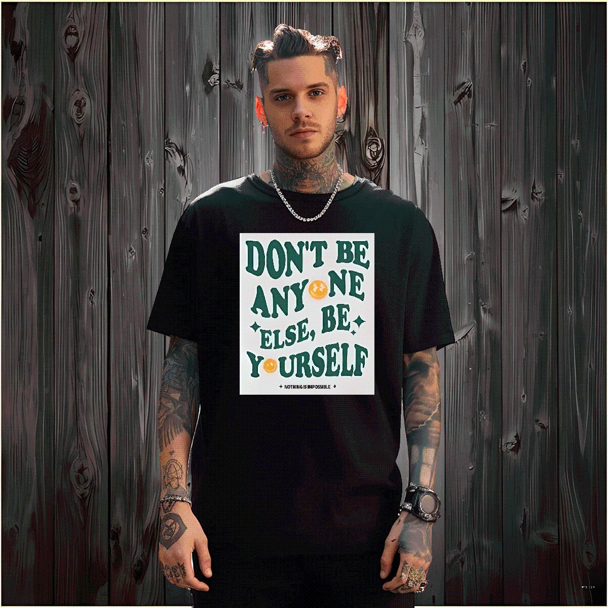 5A Men Tees be yourself 100% Cotton 230g Breathable Crew Neck Casual Beach T Shirts Men Oversized 2024 Tshirts