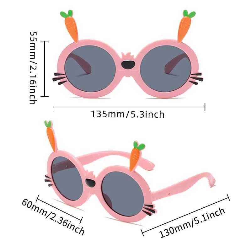 Sunglasses 2023 New Children Cute Cartoon Carrot Rabbit Sunglasses UV400 Baby Girls Outdoor Acrylic Protection Sunglasses Kids Sun Glasses