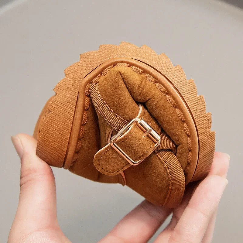 Kids Snow Boots Girls Ankle Winter Boots Warm Plush Boys Fur Shoes Children Buckle Platform Boots Size 23-36 240711