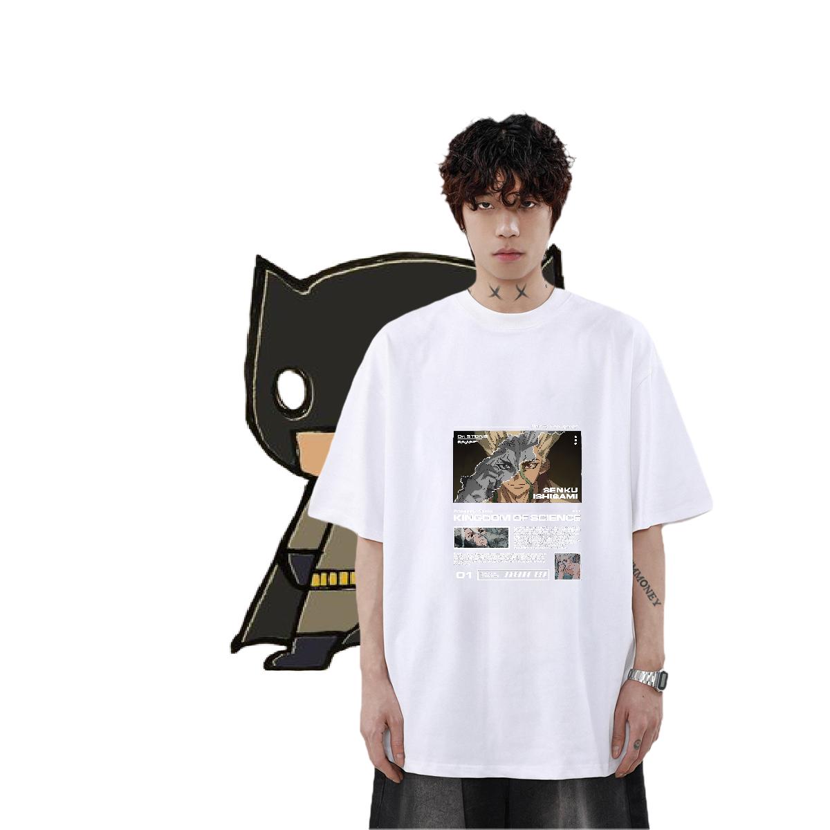 5A T-Shirts for Men Anime Printing Street Crew Neck Cotton Tshirts New Black White Tee Shirt