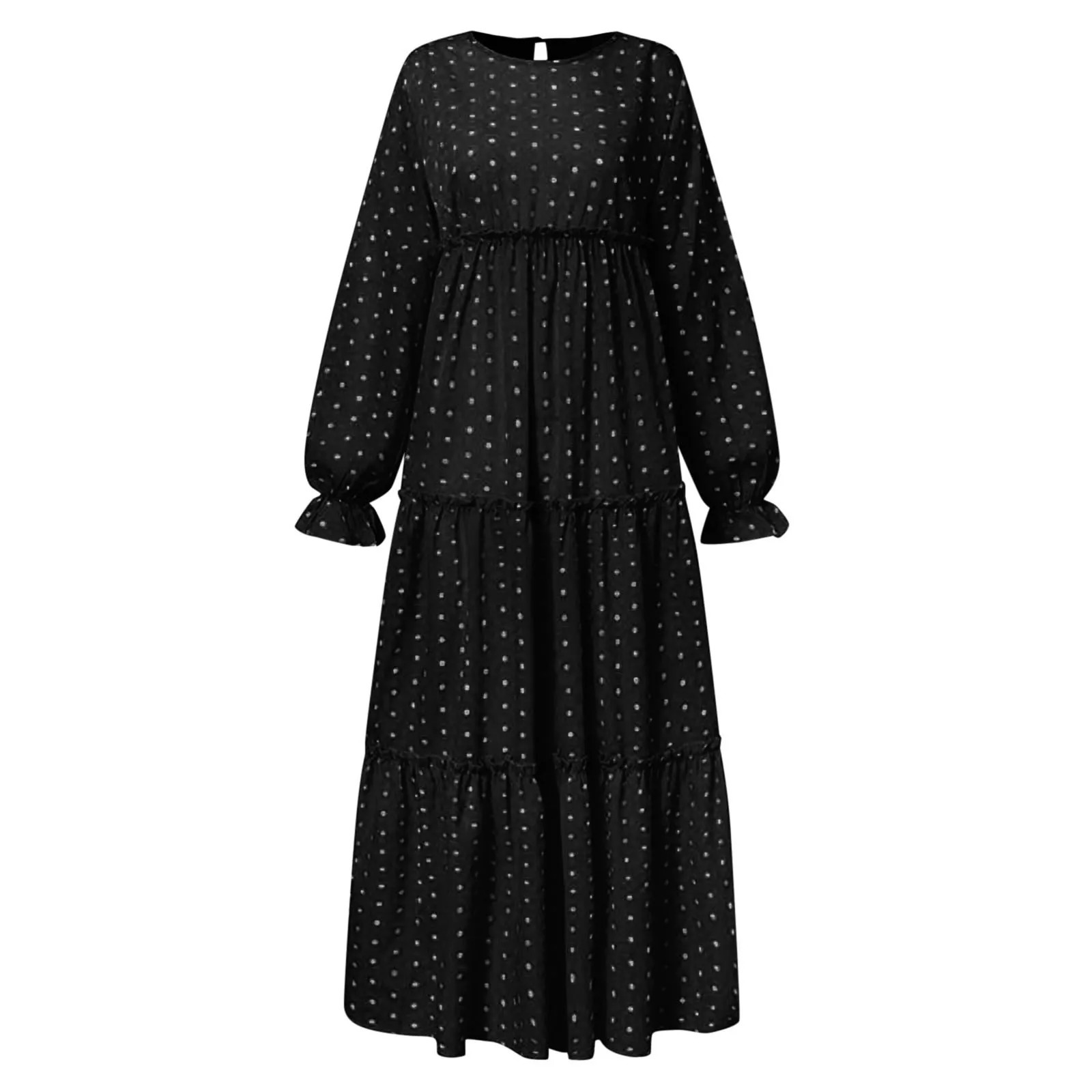 Bohemian Polka Dot Muslim Dresses Abaya Ramadan Dubai Turkey Kaftan For Women Modest Robe Islam Clothing 240715