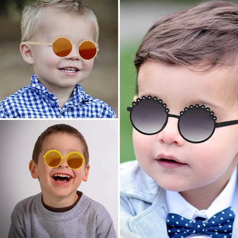 Sunglasses 2023 New Children Cute Acrylic Flower Sunglasses Kids Girls Lovely Outdoor Sun Protection Sunglasses Kid Eye Protection Glasses