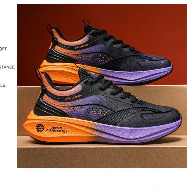 2023 autumn sports shoes men's lightweight breathable shoes casual shoes soft soled carbon plate shock-absorbing mesh student running shoes