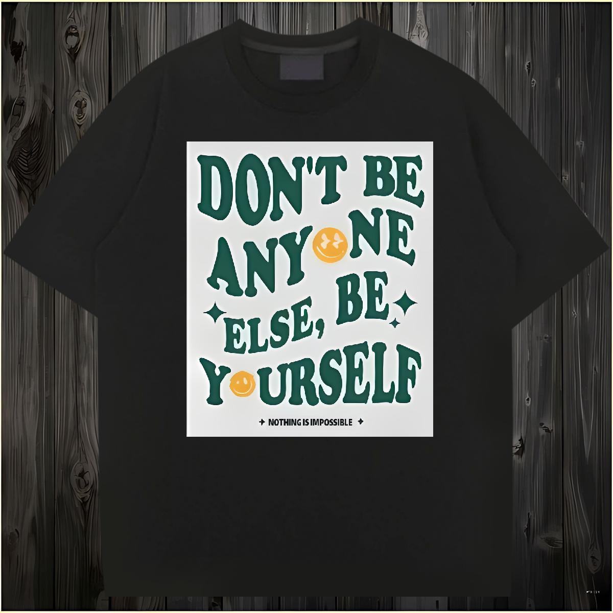 5A Men Tees be yourself 100% Cotton 230g Breathable Crew Neck Casual Beach T Shirts Men Oversized 2024 Tshirts